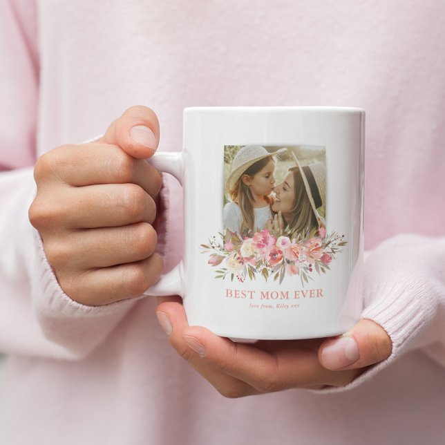 Mug Rose Floral Meilleure Maman Jamais Photo (Créateur téléchargé)