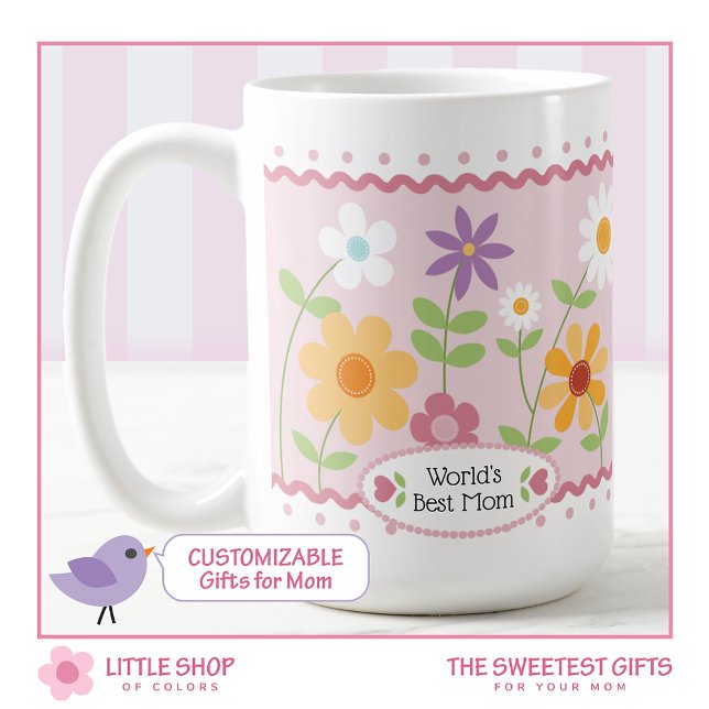 Mug Rose Floral Mondes Meilleur Maman Fête des mères (Créateur téléchargé)