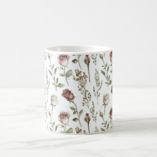 Mug Rose Florale Rouge Rosée