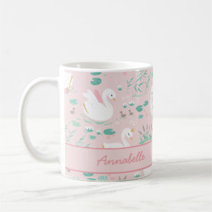 Mug Rose girly mignon cygne floral élégant beau