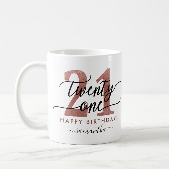 Mug Rose Gold 21st Birthday Photo (Gauche)