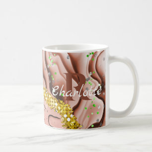 Mug Rose Gold Agate et gouttes d'eau  Monogramme Gold 