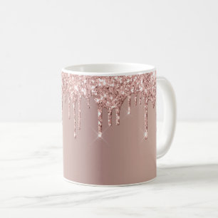Mug Rose Gold Blush Glitter Sparkle Drips Chic