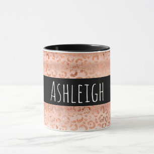 Mug Rose Gold Empreinte de léopard personnalisé
