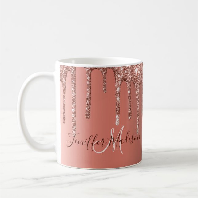 Mug Rose Gold Glitter Drips (Gauche)