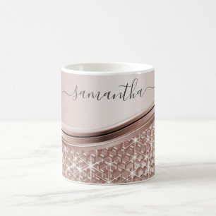 Mug Rose Gold Nom Manuscrit Paillettes Brillants