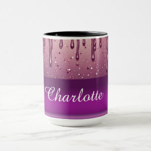 Mug Rose Gold Pailleté Coulée Nom personnalisé
