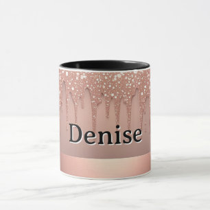 Mug Rose Gold Pailleté Coulée Nom personnalisé