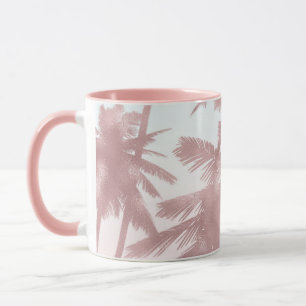 Mug Rose Gold Rose Paumes Plage Ombrée Palmiers Chic