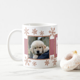 Mug Rose Gold Snowflake 2 Photo Monogramme Noël