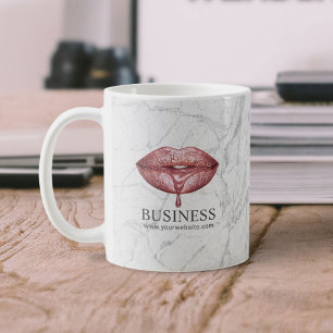 Mug Rose maquillage Marbre blanc de lèvres à goutte d'