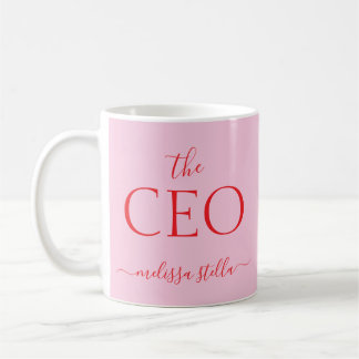 Mug Rose ModerneLe nom du PDG | Cadeau Féminin