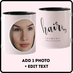Mug Rose Pâle Photo Cils Et Sourcils Élégant Café