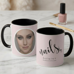 Mug Rose Pâle Photo Styliste Ongulaire Élégant Café 
