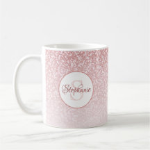 Rose Parties scintillant or Blush Ombre rond Monog