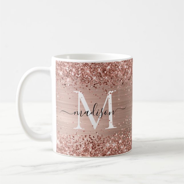 Mug Rose Parties scintillant or brossé métal Monogramm (Gauche)