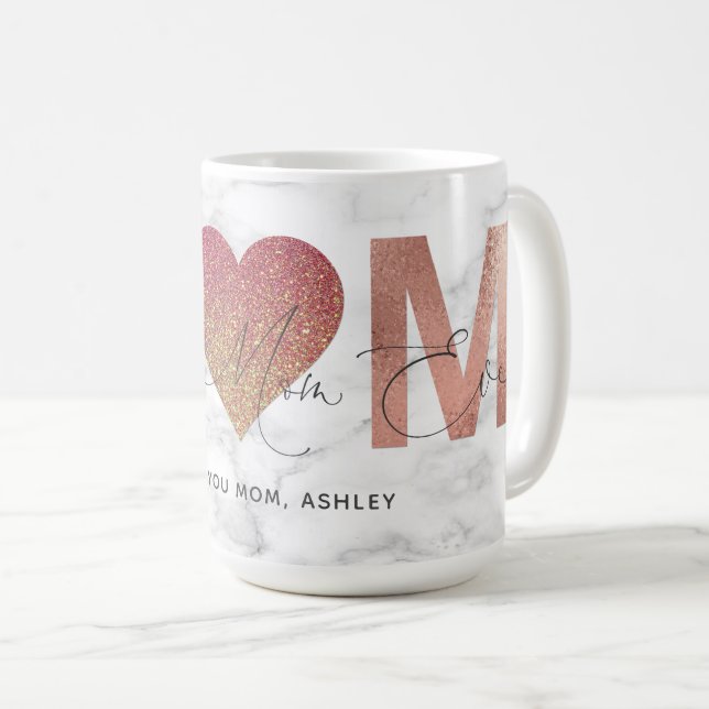 Mug Rose personnalisé Gold Best Mom Citer la fête des  (Devant droit)