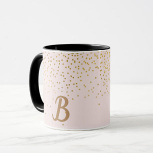Mug Rose Poudré & Or Confettis Glamour Moderne Tendanc