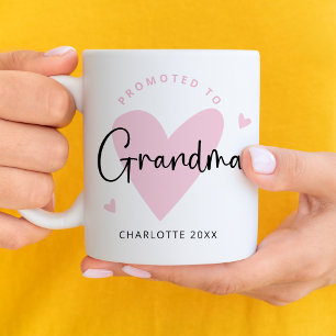 Mug Rose promu à grand-mère coeur bébé fille de coeur