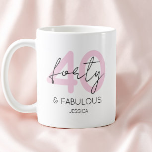 Mug Rose Quarante et fabuleux Moderne 40e fête d'anniv