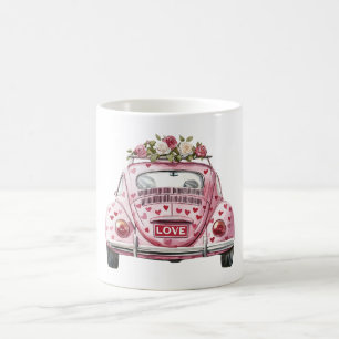 Mug Rose Red Hearts Love Car