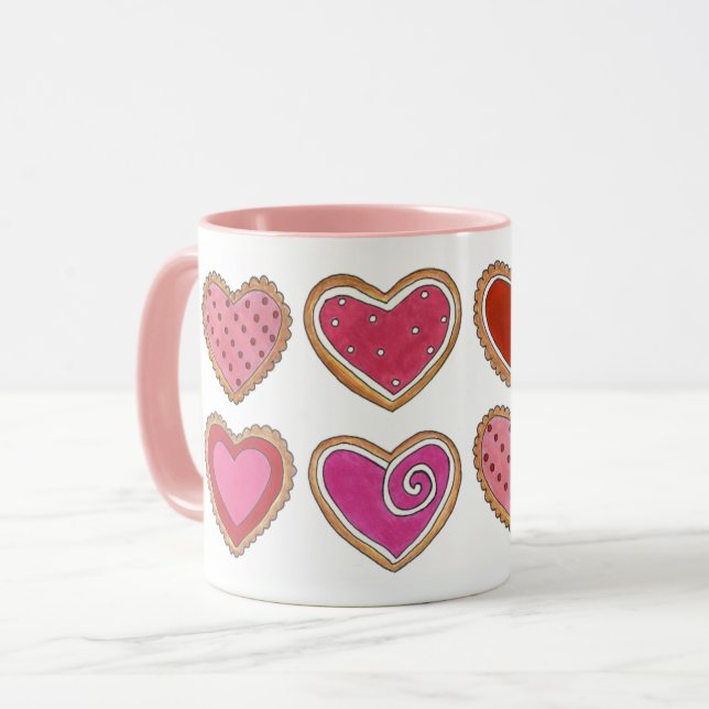 Mug Rose Red Love Valentine's Day Coeur Sucre Cookies (Devant gauche)