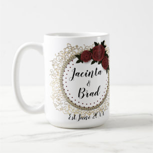 Mug Rose romantique Mariage de plume de