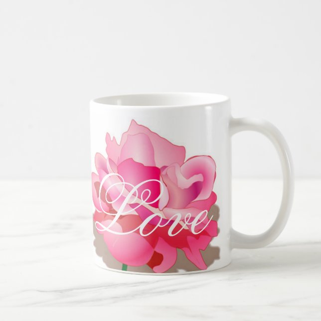 Mug Rose rose avec amour (Droite)