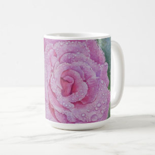 Mug Rose rose avec gouttes de pluie