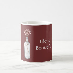 Mug Rose rouge en bouteille