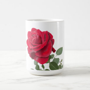 Mug Rose rouge peinte à la main