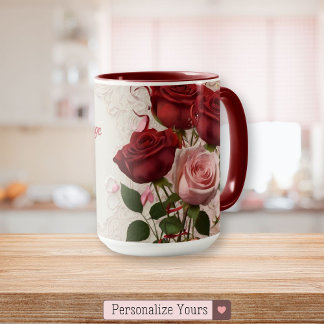 Mug Rose rouge personnalisée