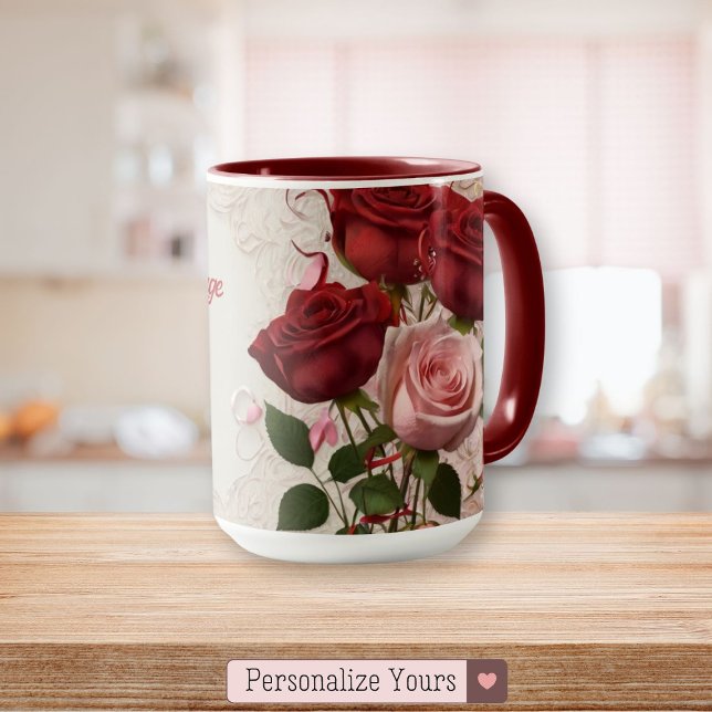 Mug Rose rouge personnalisée (Personalized Red Rose Mug)