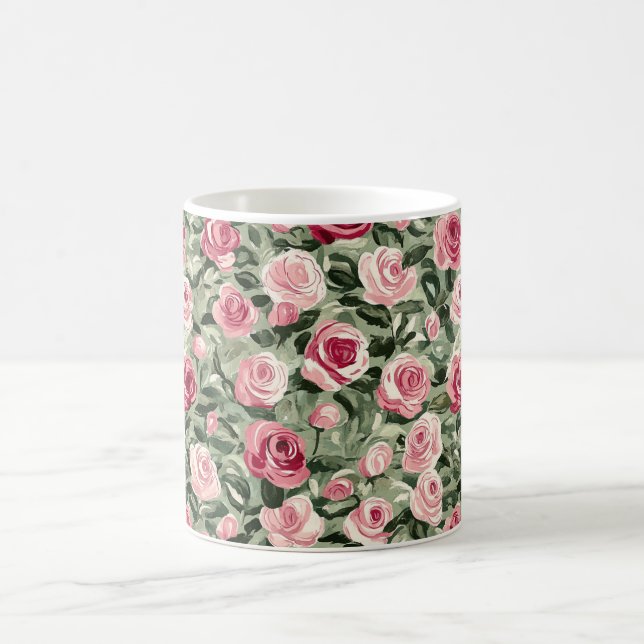 Mug Rose rouge vert Rose Floral (Centre)