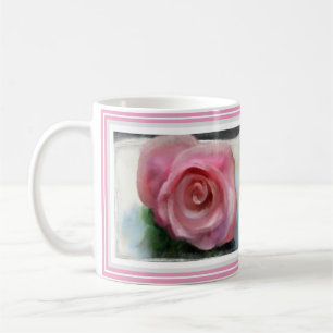 Mug Rose sensible encadré avec la frontière rose et