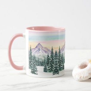 Mug rose simple Moderne xapier pin neige Aurora