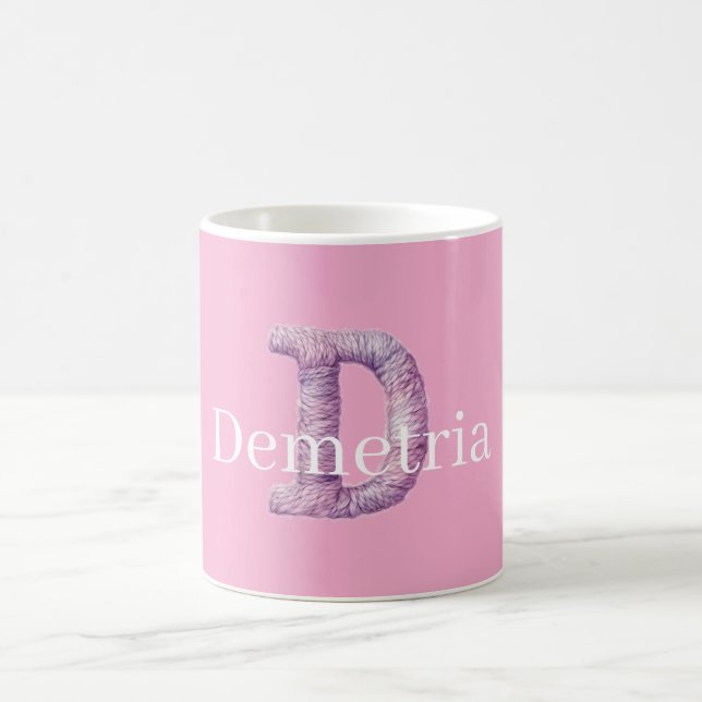 Mug Rose Violet Confortable D Nom Imprimé  (Centre)