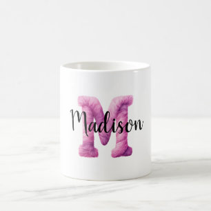 Mug Rose Violet Douillette Lettre M Nom 