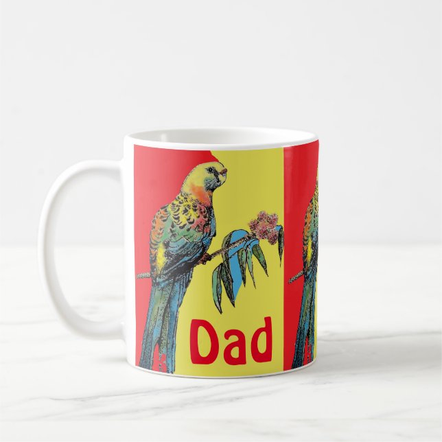 Mug Rosella Parrot Aquarelle Papa Nom du père (Gauche)