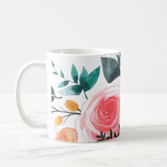 Mug Roses coralliennes et roses (Gauche)