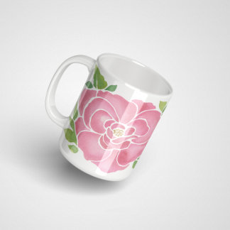 Mug Roses d'aquarelle rose profond
