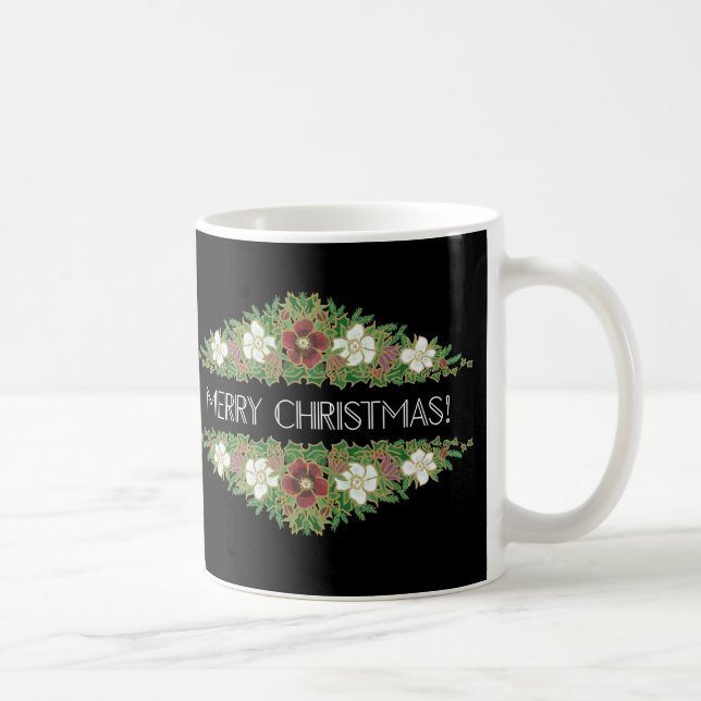 Mug Roses de Noël floraux, Hellebores, Holly Ivy (Droite)