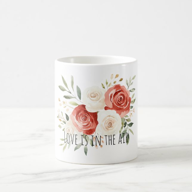 Mug Roses Florales d'Amour Rouge Crème (Centre)
