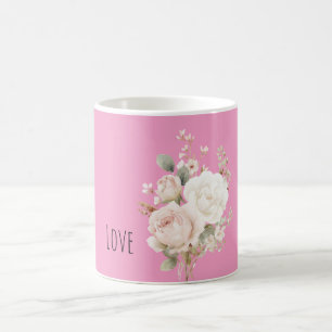 Mug Roses Florales Rose Blanc Rosé