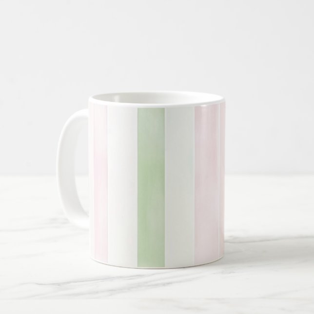 Mug Roses Menthe Blanche Rayures (Devant gauche)