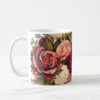 Mug roses motif floral