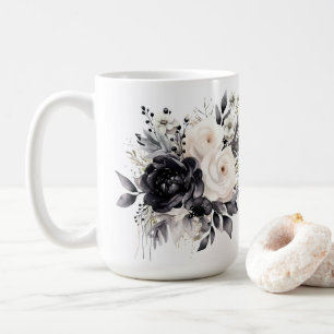 Mug Roses noires et blanches en blanc