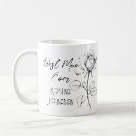 Mug Roses noires et blanches sophistiquées Fête des mè