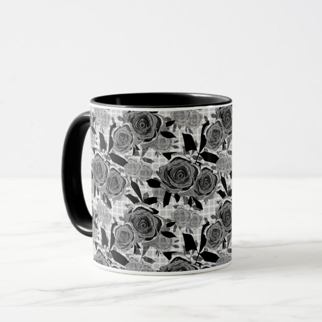 Mug Roses noirs, rose, noirs et gris (Devant gauche)