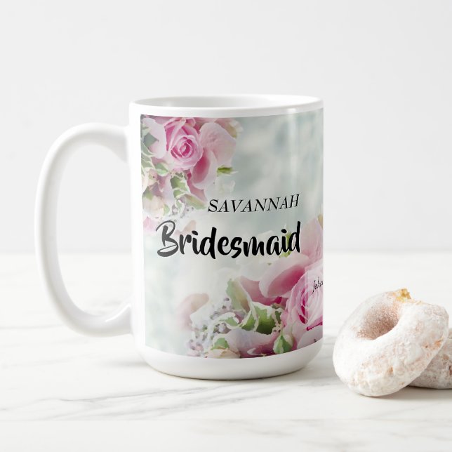 Mug Roses Roses Rose Floral Mariage de femme de chambr (Avec donut)